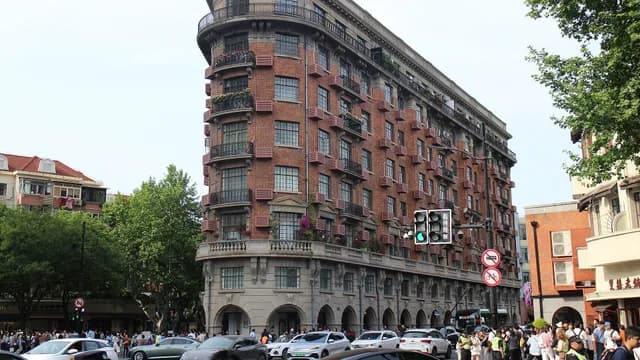 The historic Wukang Mansion at its Shanghai street corner